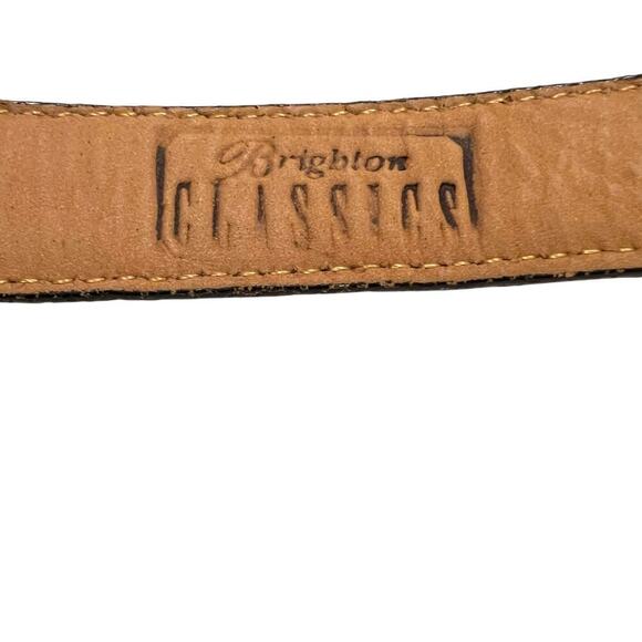 BRIGHTON Thin Leather Belt with Gold & Silver Buckle Womens Sz 28 = Small - Picture 9 of 9